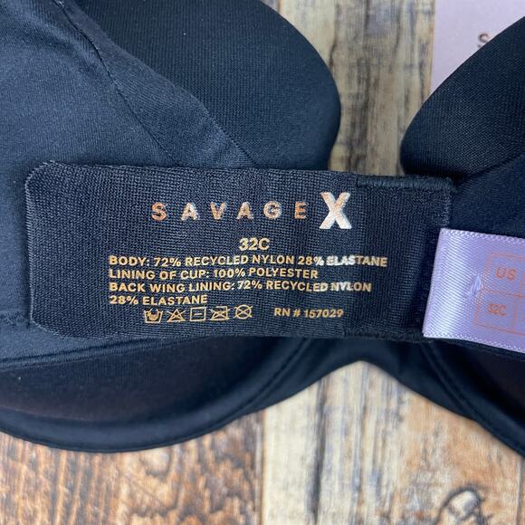 Savage X Fenty by Rihanna Women's 32C Caviar Black Soft N Savage Padded Demi Bra - Picture 14 of 16